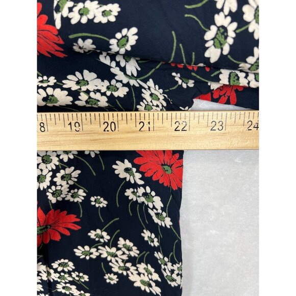 Madewell Blouse‎ Womens XL Blue Red White Floral Tie-Front Short Sleeve - Picture 4 of 5